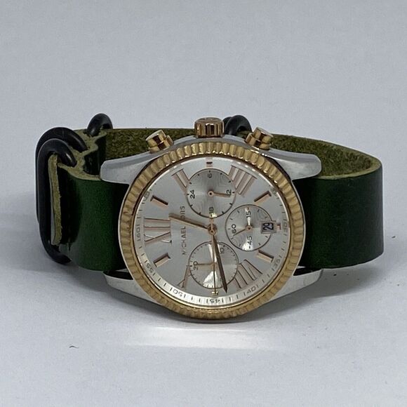 Michael Kors MK5735 Women's Green Leather Analog Dial Quartz Wrist Watch RQ227 - Picture 7 of 12